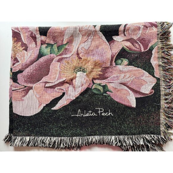 ARLETA PECH "Dancing Flamencos" Floral 100% Cotton Woven Tapestry Throw Blanket - Picture 6 of 12